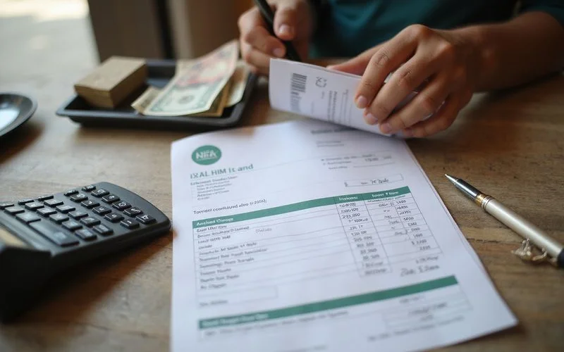 A guest reviewing an itemised homestay price breakdown on a phone screen, checking it against the original quote